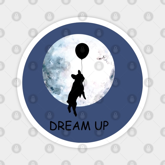 French bulldog lovers, frenchie at moon, dream up, follow your dream Magnet by Collagedream